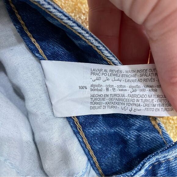 Zara High Rise Straight Leg Ripped Jeans Size 4 100% Cotton Mom Fit Cropped - Picture 10 of 12